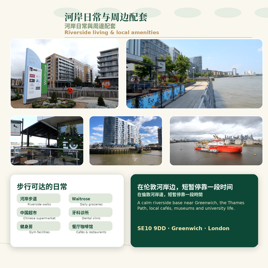 倫敦河景複式公寓｜倫敦港國際遊輪碼頭 2B2B 陽光短住｜7天英式靜居療癒計劃